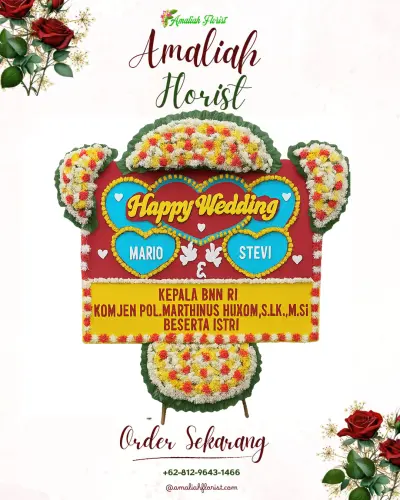 Karangan Papan Bunga Pernikahan di Maliaro